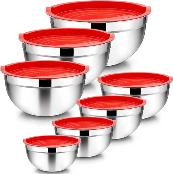 Homikit roerschaalset, 7-delig roestvrijstalen schaalset, slakom met luchtdichte deksel voor koken/bakken/serveren, stapelbaar en vaatwasmachinebestendig, 6,5/4,5/2,7/2,5/1,5/1,2/0,7L, zwart Homikit roerschaalset, 7-delig roestvrijstalen schaalset, slakom met luchtdichte deksel voor koken/bakken/serveren, stapelbaar en vaatwasmachinebestendig, 6,5/4,5/2,7/2,5/1,5/1,2/0,7L, zwart