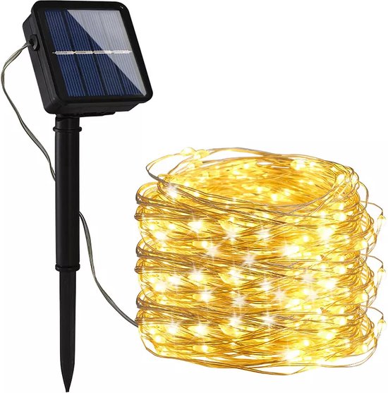 Guirlande lumineuse solaire d'extérieur, 8 mètres, 30 ampoules LED, 8  modes, étanche
