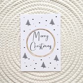 Studio Juulz - 10 Kerstkaarten - Merry Christmas - zwart wit goud - kaarten - ansichtkaart - zwart wit - A6 - 148x105 mm - kerstkaart
