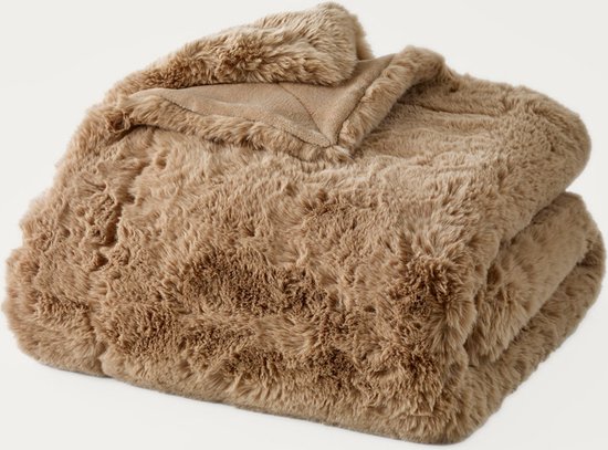 Plaids Cocooning - couverture polaire - plaid - Aristochat Beige- marron- Polaire super douce - 200 cm x 150 cm