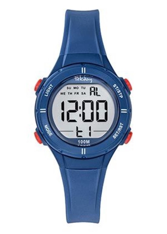 Tekday-Horloge-Unisex-Kinderhorloge-Digitaal-Alarm-Stopwatch-Timer-Datum-Backlight-10ATM waterdicht-Zwemmen-Sporten-32MM-Rood/Blauw