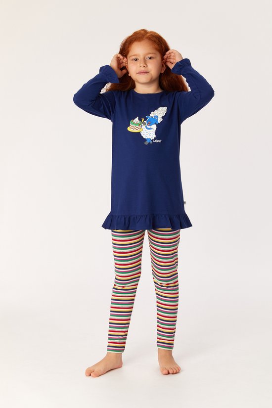 Woody pyjama meisjes/dames - donkerblauw - schaap - 222-1-TUL-S/869 - maat 128