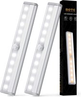 BOTC Éclairage d' Éclairage d'armoire à LED avec détecteur de mouvement - Rechargeable par USB - Siècle des Lumières d'armoire à LED sans fil -2 pièces - Argent