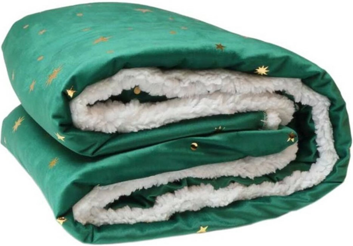 Unique Living Plaid Lekker Zacht Met Sterren Motief - Winter Kerst - 150 x 200 cm - Groen