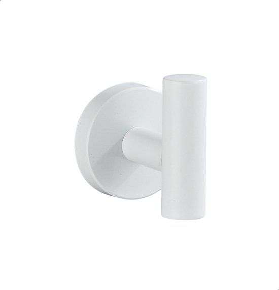Handdoekhaak Wit - Handdoekhaakje - Badkamer Haak - Toilet - Badkamer Accessoires Wit - Glimmend - Schroefmontage