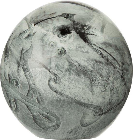 Decoratieve bol / bal  in presse papier - Wit / grijs / zwart / tranparant - 12 x 12 x 12 cm hoog.