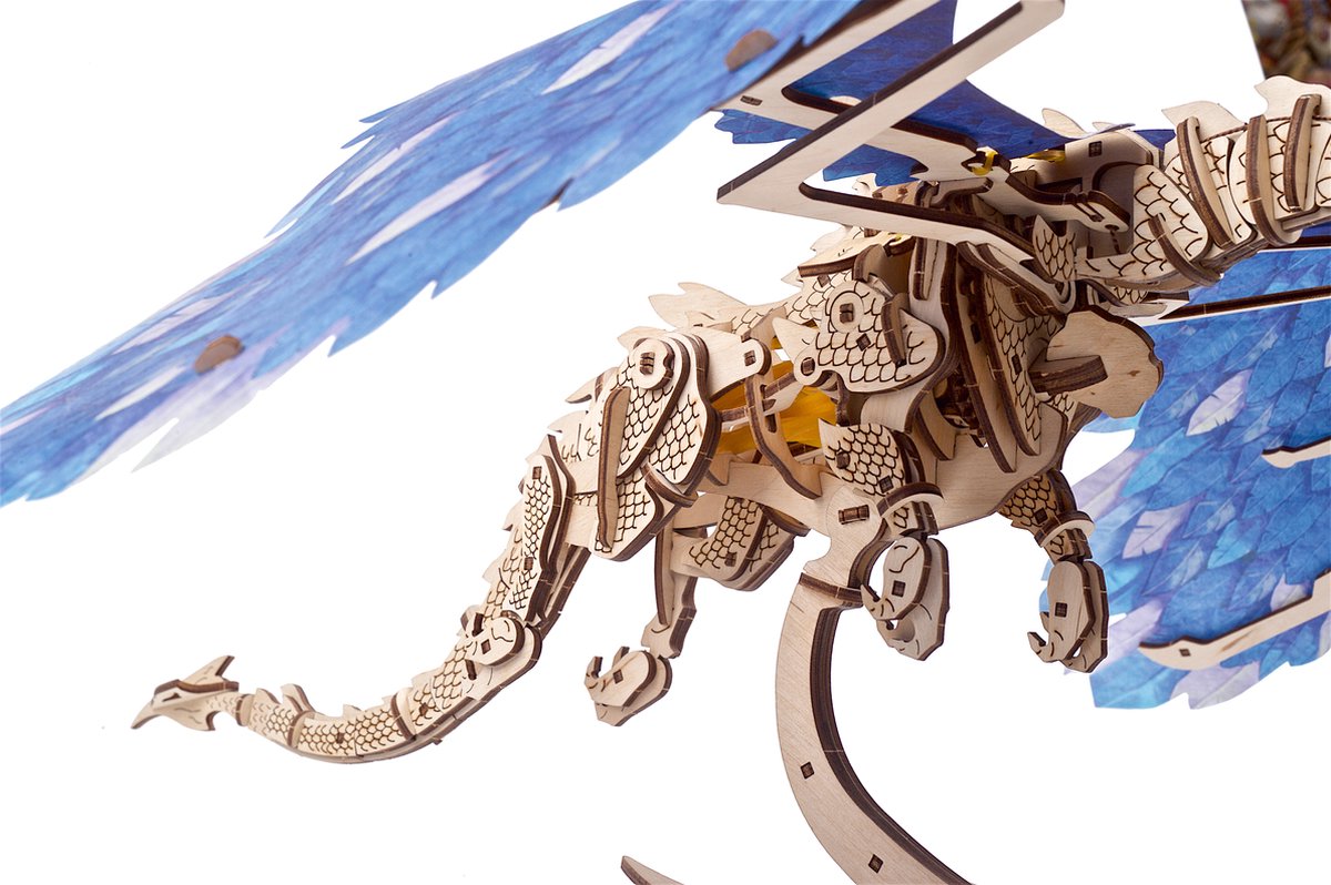 UGEARS 3D Modelbouw - Stormdraak - Mechanisch Bouwpakket Hout - Educatief Speelgoed — afbeelding 24