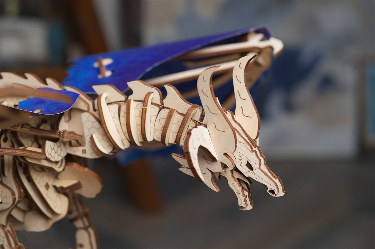UGEARS 3D Modelbouw - Stormdraak - Mechanisch Bouwpakket Hout - Educatief Speelgoed — afbeelding 22