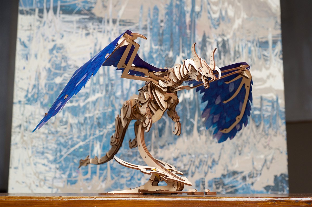 UGEARS 3D Modelbouw - Stormdraak - Mechanisch Bouwpakket Hout - Educatief Speelgoed — afbeelding 18