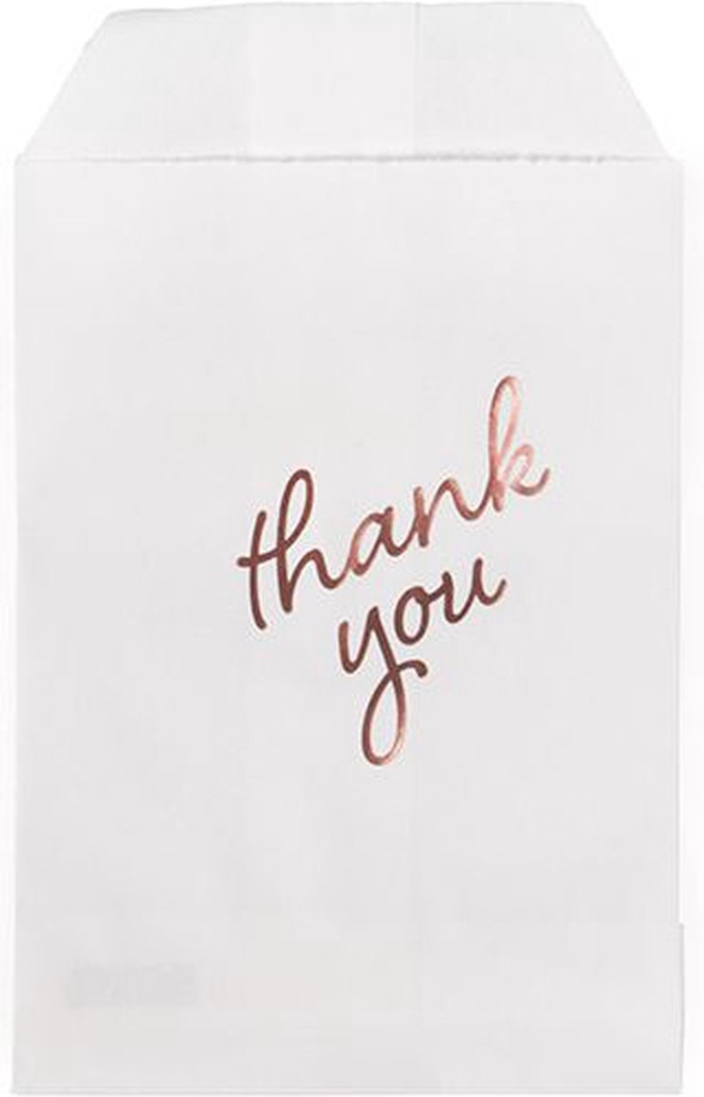 Papieren Zakken Wit Met Rose Goude Thank You Bedrukking 7.6x12.7 cm (100 Stuks)