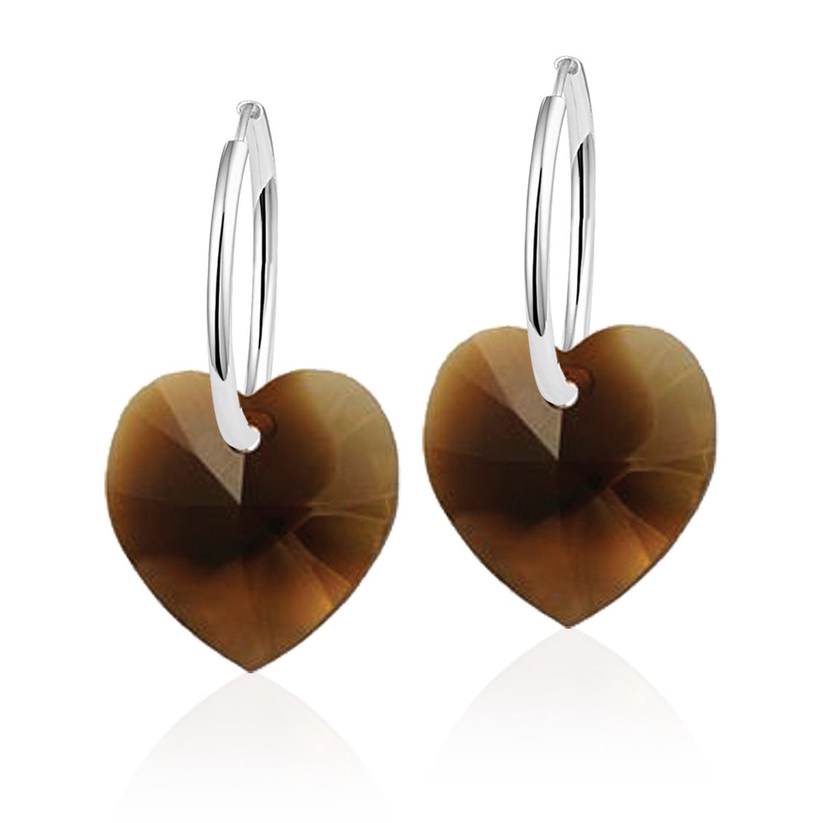 Montebello Oorbellen Alicia HZ59 - Swarovski Hart - 925 Zilver Gerhod.- Ø14mm - 24mm