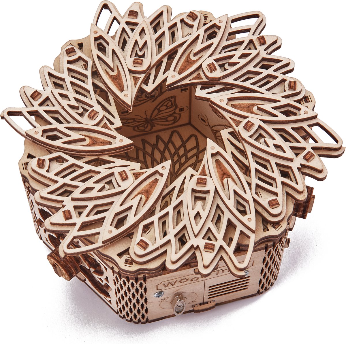 Wood Trick – Modelbouw 3D houten puzzel – Muziekdoos en sieradendoos Mysterieuze bloem - Mystery flower (WDTK045) – 278 stuks - Geen lijm noch verf nodig! — afbeelding 11