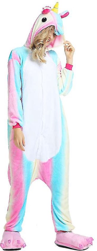 Leuke Dieren Onesie - Kleurrijk Eenhoorn - Maat S (150-156cm) - Pyjama - Jumpsuit - Kostuums - Pyjama's - Nachtkleding - Themafeest - Verkleedkleding - Carnavalskleding - Dames - Heren- Kinderen - Volwassenen - Halloween