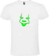 Wit T-Shirt met “ Halloween Pennywise “ afbeelding Neon Groen Size XXL