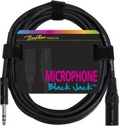 microfoonkabel, zwart, 1 meter, 1x XLR3m + 1 x jack 3-polig gebalanceerd