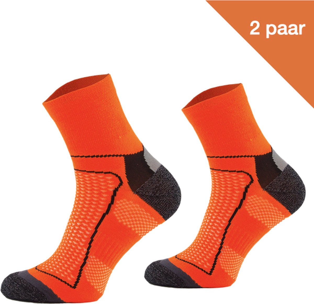 Comodo Fietssokken Polyester BIK1 - Neon oranje - 2 paar - Maat 43-46