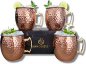 Moscow Mule Bekers – Premium Cocktail Glazen - Cocktail Set – Koperen Beker Set 4x Rose - Luxe Giftset Cadeau