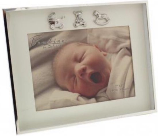 Baby fotolijst zilver met verschillende icoontjes van Bambino by Juliana.