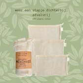 Herbruikbare boodschappen tasjes - set van 6 in 3 verschillende maten - broodzak - fruitzak - groentezak - herbruikbare mesh zakken - milieuvriendelijk - duurzaam