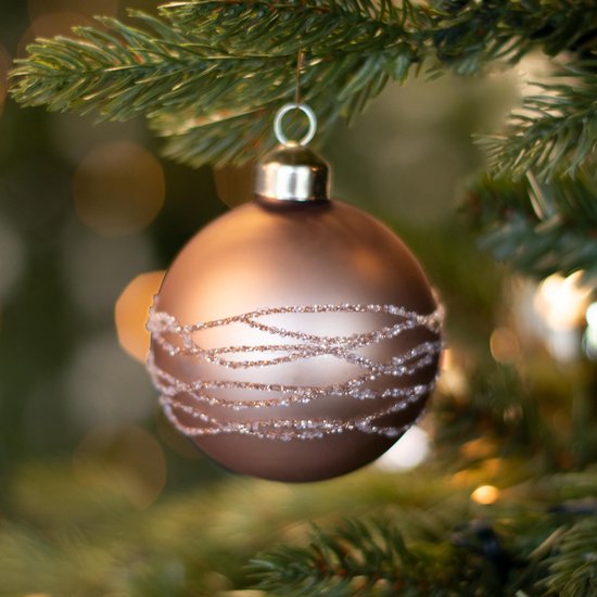 Boule de Noël en Verres de luxe Oneiro avec tourbillon de paillettes - Taupe - 7 cm -  bol.com