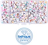Set de perles de lettres Behave - Wit avec lettres Multi - Acryl - Perles - Perles alphabet - 7 mm - 624 pièces