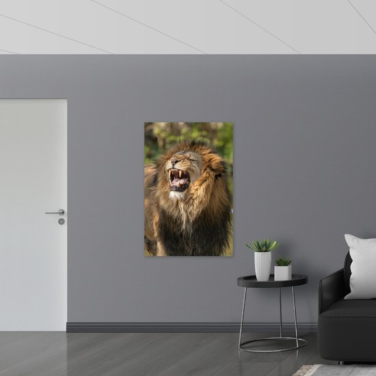 WallClassics - Muursticker - Lion mâle aux dents acérées - Photo 80x120 cm sur Muursticker