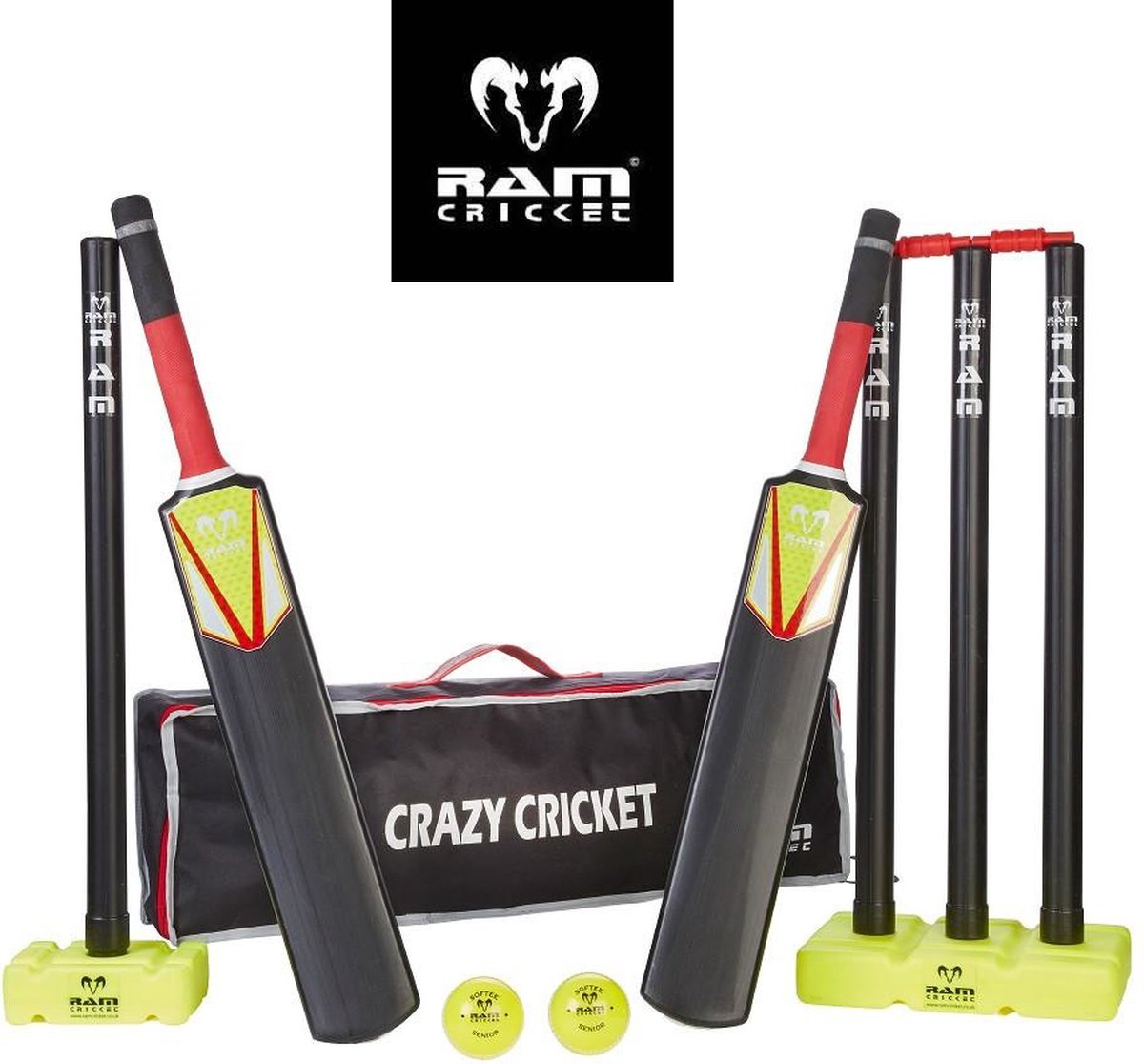 Kunststof Cricket Set - Topmerk RAM Cricket - Junior Conmpleet en Luxe Klasse en Geweldig
