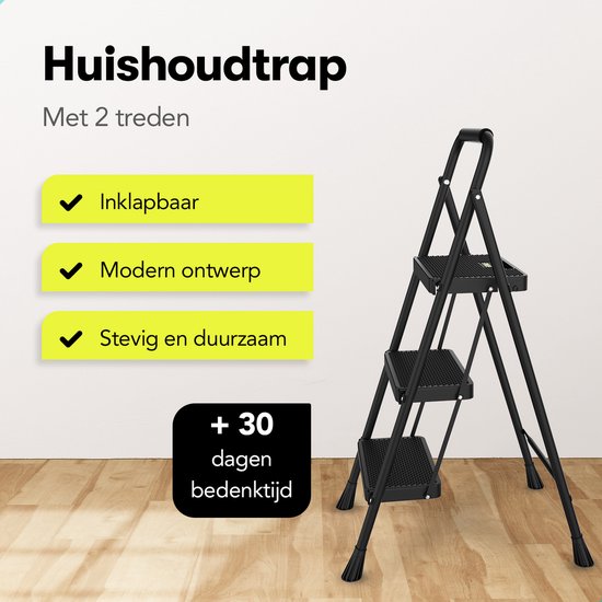 Infinity Goods Stevige Huishoudtrap 3 Treden - Keukentrap Inklapbaar - Anti-slip - Trap Ladder Infinity Goods Stevige Huishoudtrap 3 Treden - Keukentrap Inklapbaar - Anti-slip - Trap Ladder