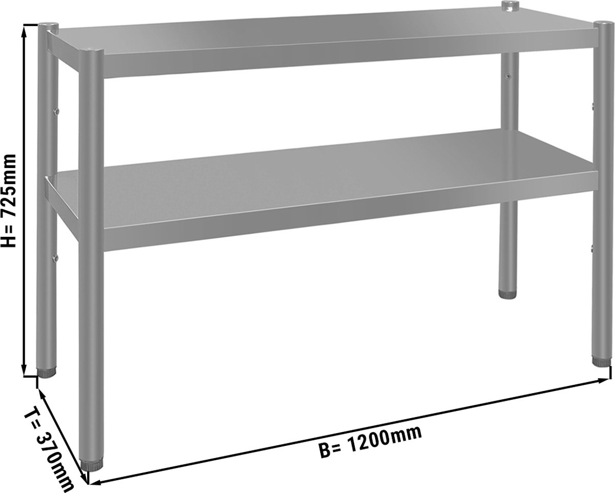 Livoo - Tuinwagen GS163C – bovenste plank 66 x 42 cm, onderste plank 61 x 42 cm met flessenopslag, staal, 2 wielen