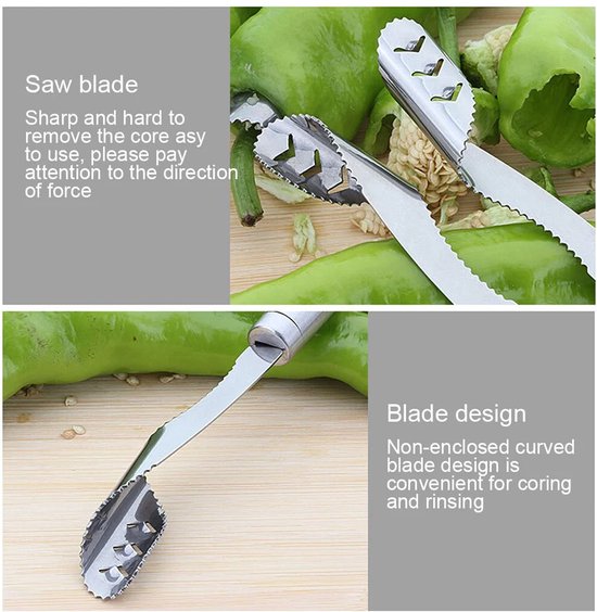 Outil 2 En 1 Pour équeuter Et épépiner Les Poivrons/piments - Corer Longue Et Courte - ABS Lisse - Pour Cuisine, Pique-nique, Camping