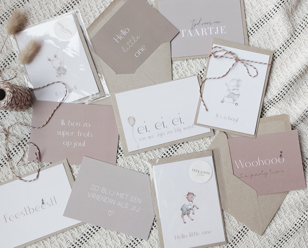 10x Hippe wenskaarten (A6 formaat) - kaartjes om te versturen