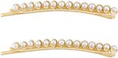 Dames haarspeld/haarklem goud - schuifspeld - parels - set van 2 - feest/bruiloft haaraccessoires