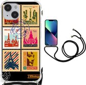 Telefoonhoesje Geschikt voor iPhone 14 Plus Leuk TPU Backcase met transparante rand Postzegels