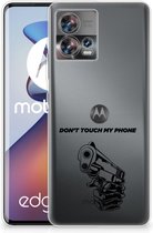 Telefoonhoesje Motorola Edge 30 Fusion Back Cover Siliconen Hoesje Transparant Gun Don't Touch My Phone