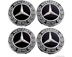 Tip: Set van 4 Originele Mercedes naafdoppen Zwart krans 76mm - OEM Product - A 222 400 22 00 Naafdoppen -Naafkappen - Originele Velgen - Logo - Embleem - Naafkapjes - Velgen - Wielen - Banden -
