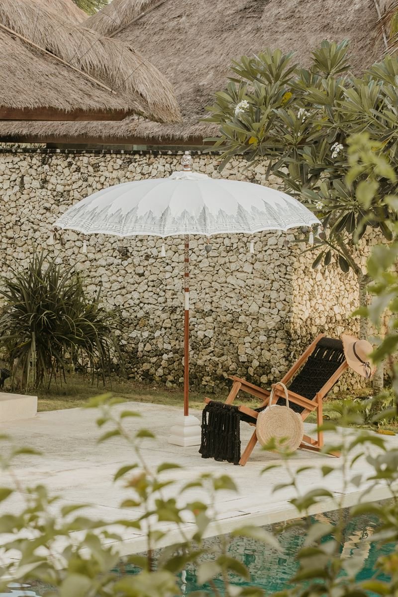 Bali parasol - half zilver crème - 250 cm