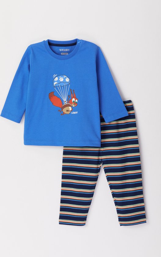 Woody pyjama baby unisex - blauw - eekhoorn - 222-3-PLS-S/832 - maat 56