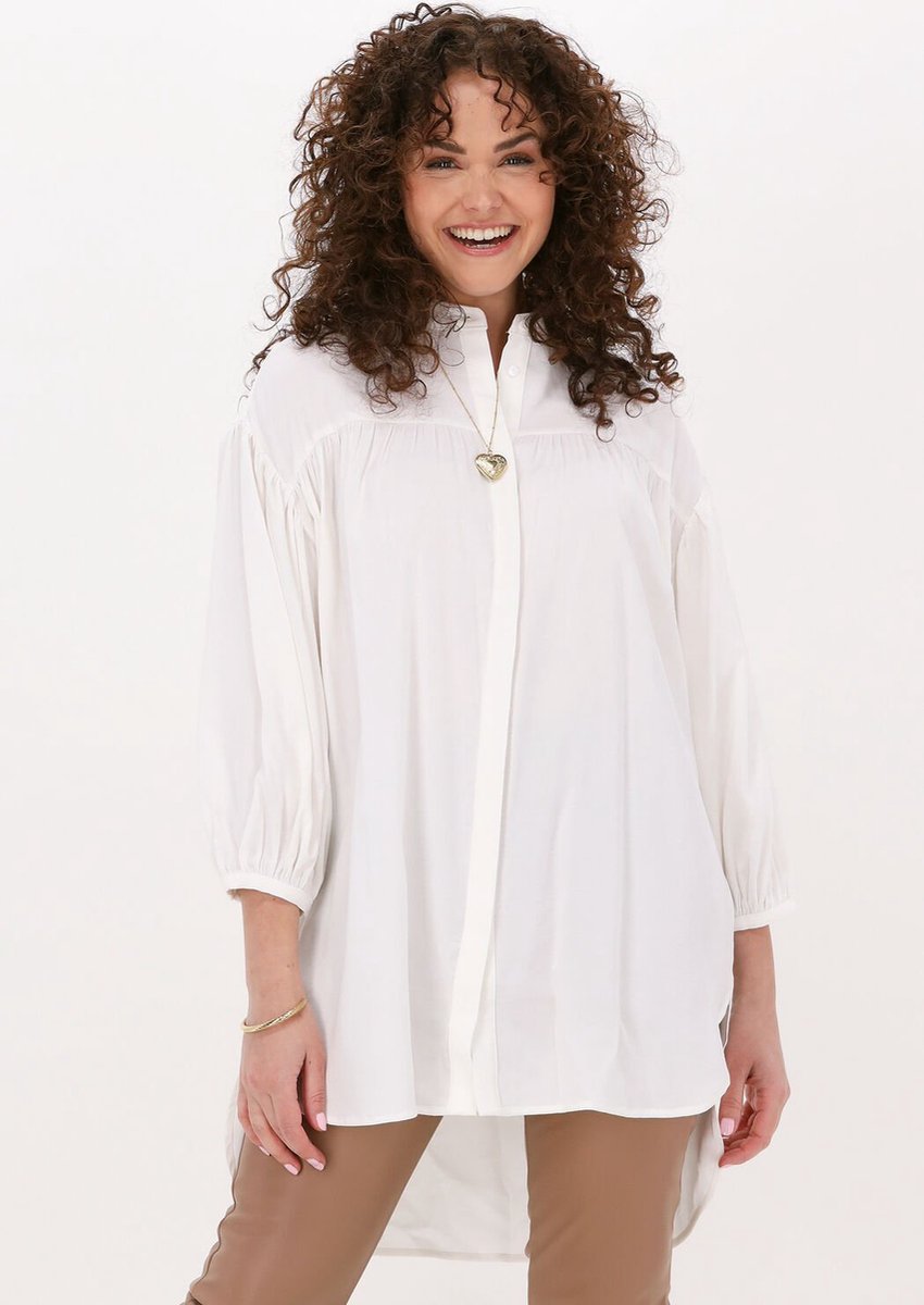 Simple Woven Blouse Marin Struc Dames - Jurken - Gebroken wit - Maat S