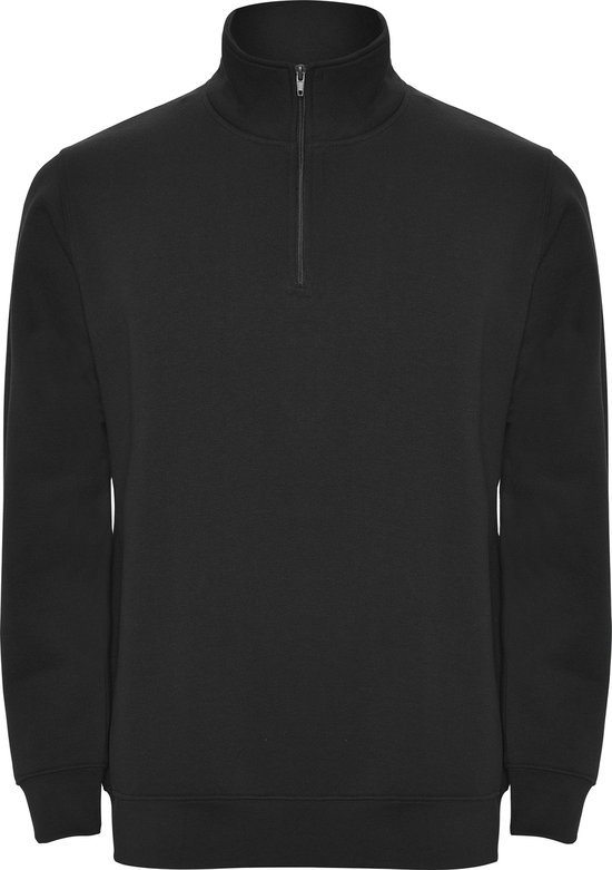 Zwarte sweater met halve rits model Aneto merk Roly maat 2XL