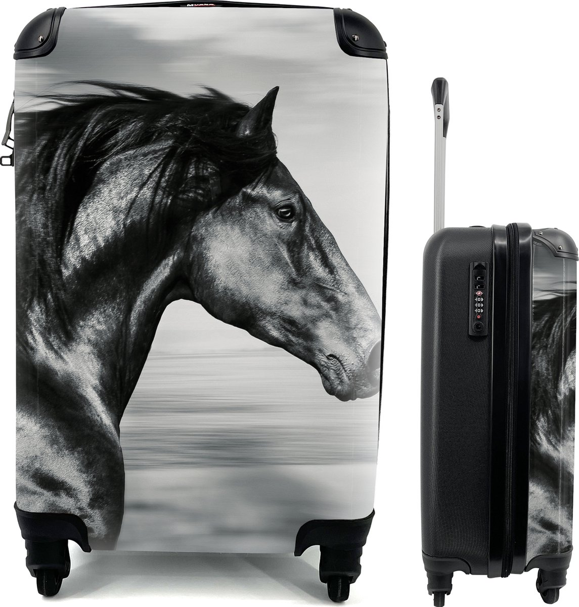 Koffer - Toren Van Pisa - Italië - Zwart-Wit - Past Binnen 55x40x20 Cm En 55x35x25 Cm Handbagage Trolley Fotokoffer