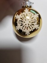 Kerstbal - set van 3 - glans - goud - met sneeuwvlok - onbreekbaar - 5 cm