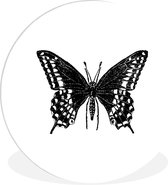 WallCircle - Wandcirkel ⌀ 150 - Vlinder - Dieren - Retro - Zwart wit - Ronde schilderijen woonkamer - Wandbord rond - Muurdecoratie cirkel - Kamer decoratie binnen - Wanddecoratie muurcirkel - Woonaccessoires
