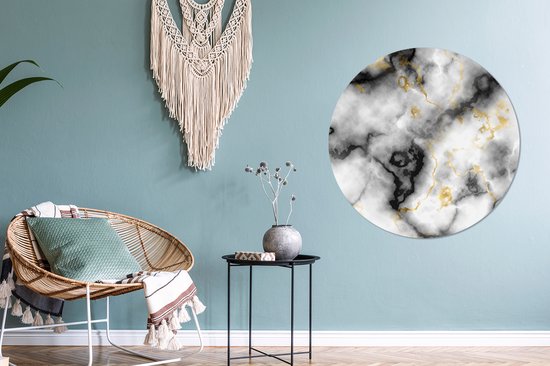WallCircle - Wall Circle - Wall Circle Indoor - Agate - Or - Marbre - Pierres précieuses - 90x90 cm - Décoration murale - Peintures Ronds
