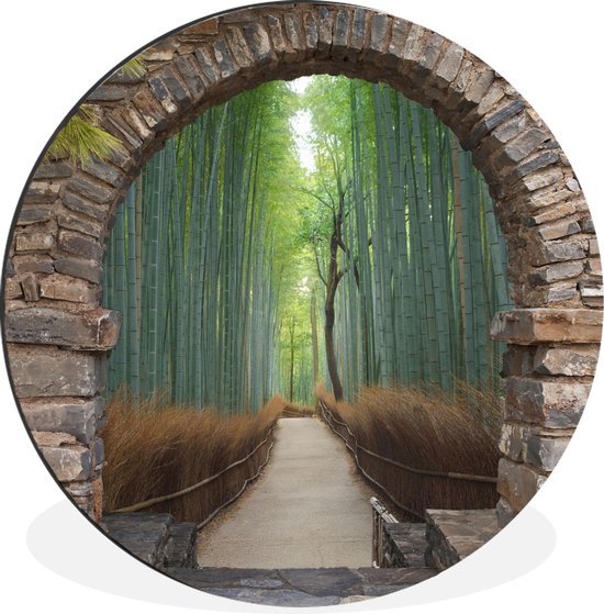 WallCircle - Wall Circle - Wall Circle - Bamboe - Japonais - Transparent - Forêt - Aluminium - Dibond - 120x120 cm - Intérieur et Extérieur XXL