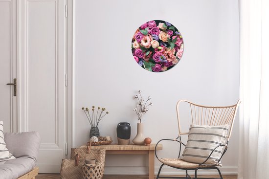 WallCircle - Cercle Mural - Cercle Mural - Fleurs - Pastel - Rose - Aluminium - Dibond - 30x30 cm - Intérieur et Extérieur