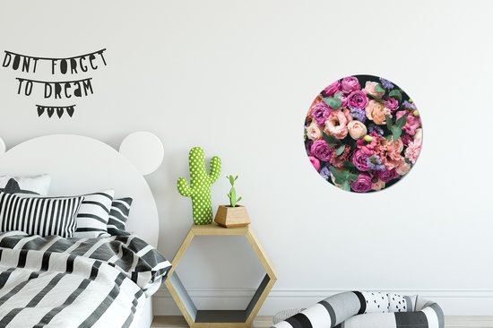 WallCircle - Cercle Mural - Cercle Mural - Fleurs - Pastel - Rose - Aluminium - Dibond - 30x30 cm - Intérieur et Extérieur