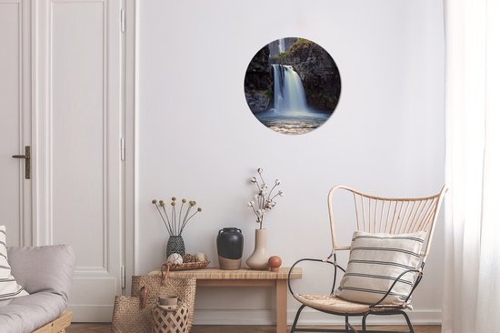 WallCircle - Wall Circle - Wall Circle - Cascade - Water - Rochers - Aluminium - Dibond - 30x30 cm - Intérieur et Extérieur