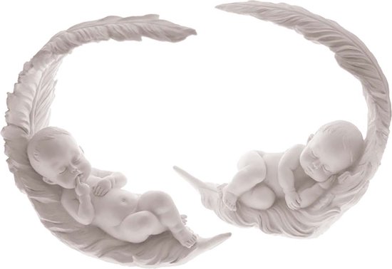 figurine bébé en plume pierre blanche pour baby shower ou naissance