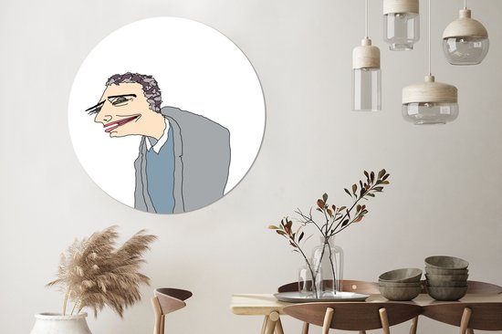 Animation d'un homme heureux Assiette en plastique cercle mural ⌀ 150 cm XXL / Groot format!