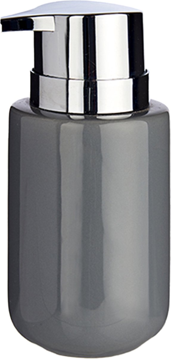 Berilo zeeppompje/dispenser - keramiek - grijs zilver - 350 ml - toilet/badkamer/keuken - lotionpompje